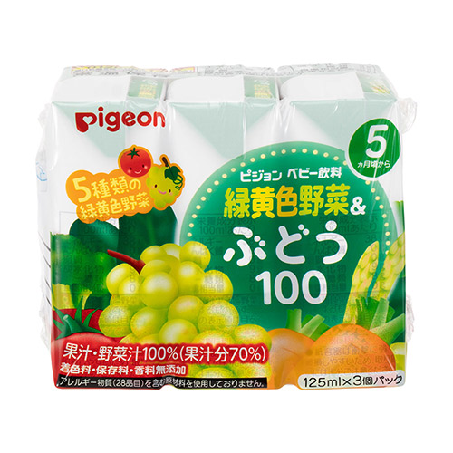 紙パック飲料 緑黄色野菜&ぶどう100 125ml×3コパック | 商品情報 